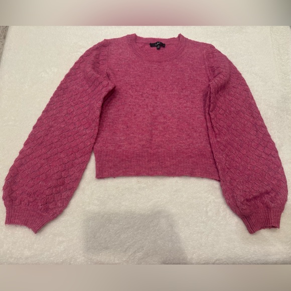 Lulus Sweaters - Lulu's Fuchsia Sweater with Patterned Sleeves